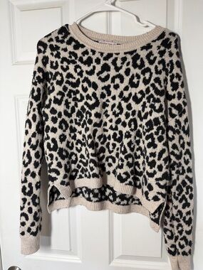 Sincerely Jules Beige and Black Leopard Crewneck Sweater